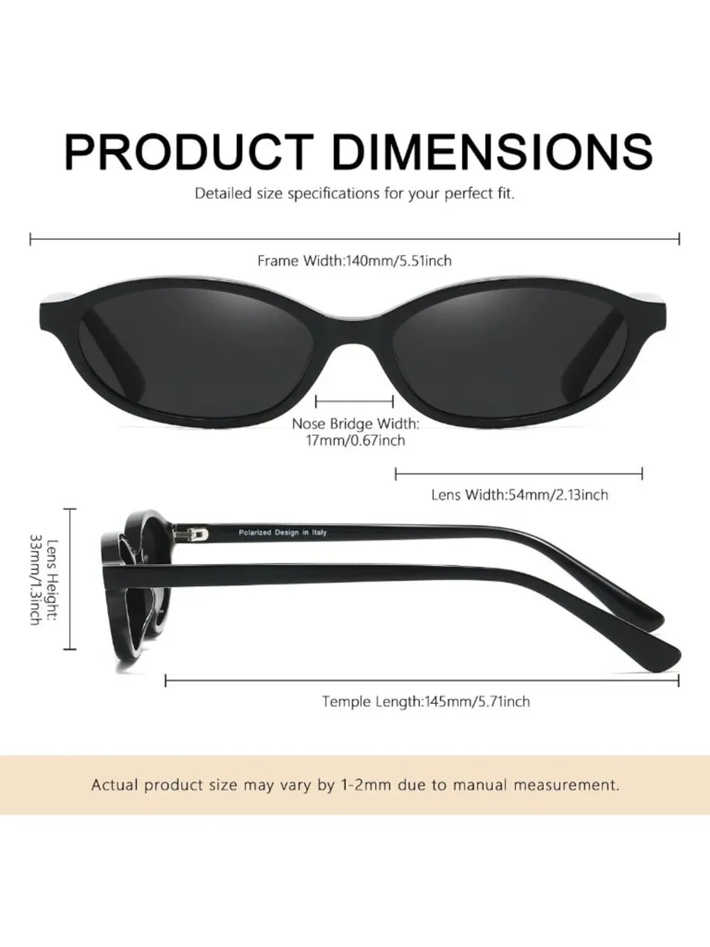 Chic Vintage 90s Oval Cat Eye Polarized Sunglasses for Women, Small/Medium Fit